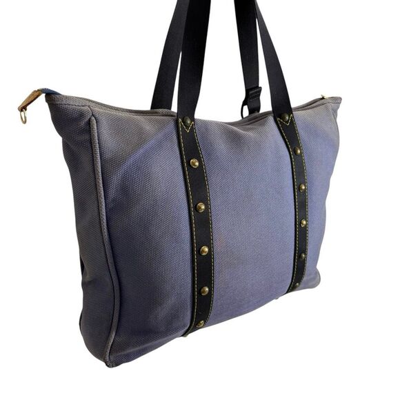 Louis Vuitton Studded Tote Large Blue Canvas w Leather detail Authentic !! W Ser - Picture 14 of 15